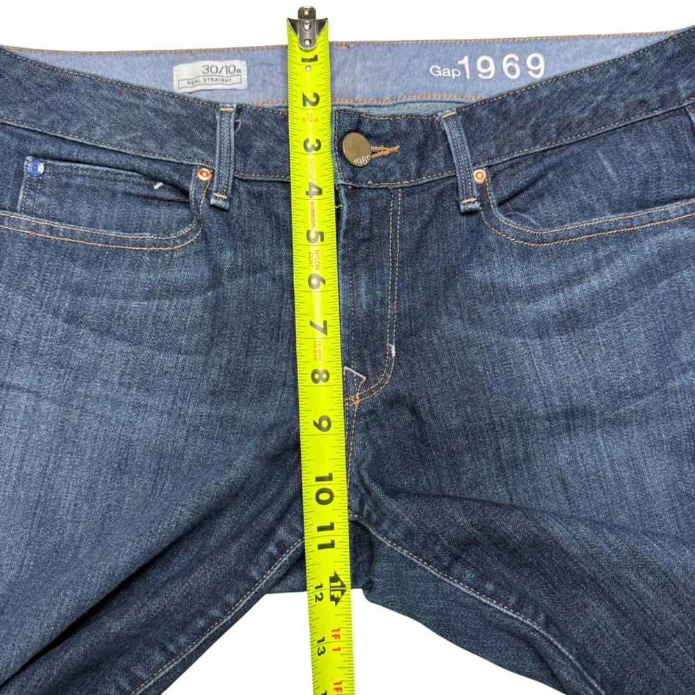 Gap 1969 Womens 30 10 Real Straight Jeans Blue Dark Wash Stretch Y2K - Picture 8 of 11